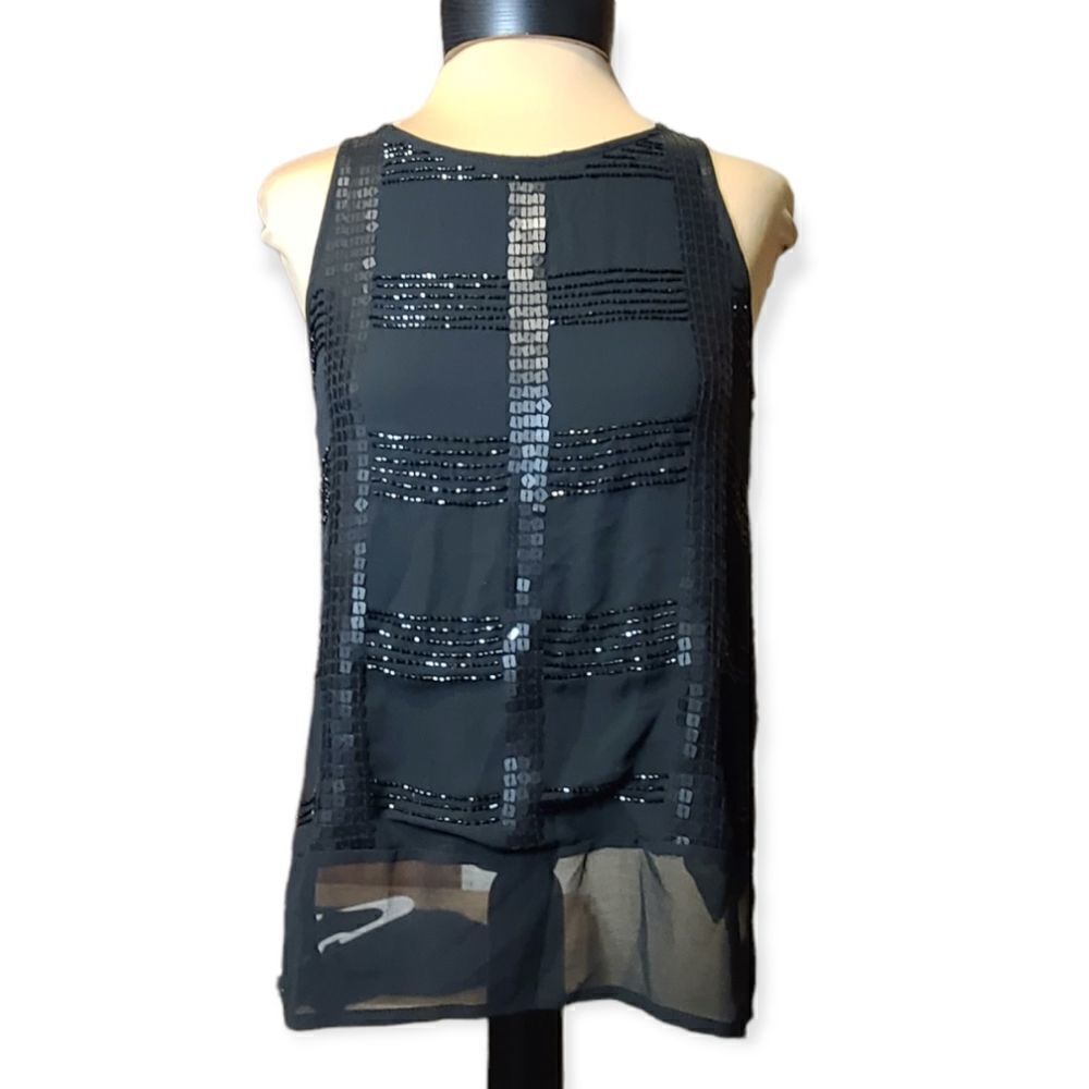 Banana Republic Black Sequined Sleeveless Top XS